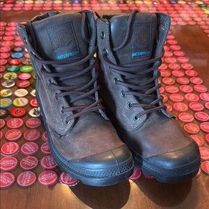 Palladium Brown Combat Boots High-Top Design